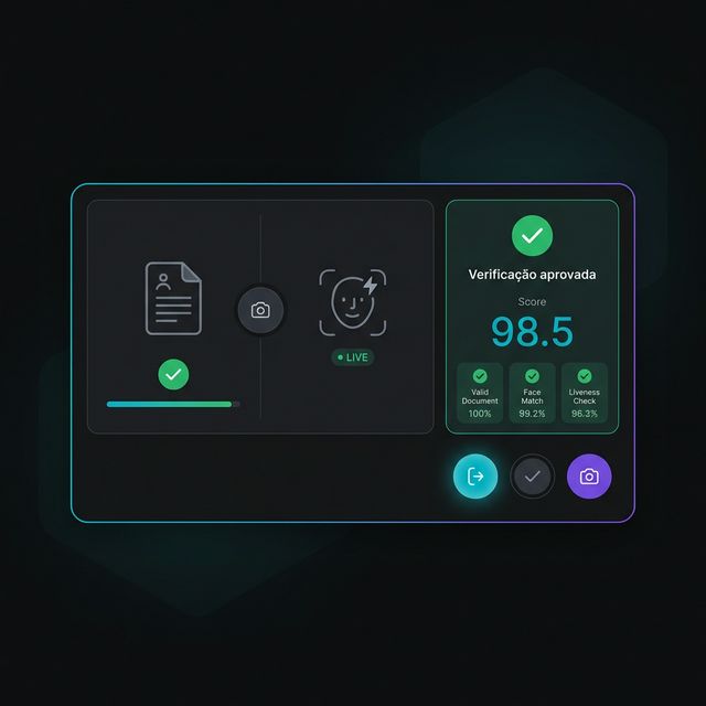 Interface da plataforma Ironbug Identity mostrando resultado de verificação de documento e facematch com inteligência artificial